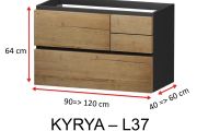 Quatre tiroirs : 3 supérieurs et 1 inférieurs, hauteur 64 cm, meuble sous vasque - KYRYA L37