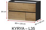 Trois tiroirs : 1 supérieur et 2 inférieurs, hauteur 64 cm, meuble sous vasque - KYRYA L35