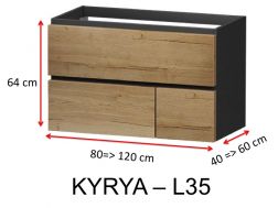 Trois tiroirs : 1 supérieur et 2 inférieurs, hauteur 64 cm, meuble sous vasque - KYRYA L35
