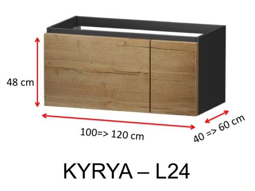 Trois tiroirs dont deux petits, hauteur 48 cm, meuble sous vasque - KYRYA L31