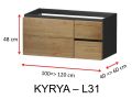 Trois tiroirs dont deux petits, hauteur 48 cm, meuble sous vasque - KYRYA L31