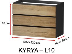 Trois Tiroirs, hauteur 76 cm, meuble sous vasque - KYRYA L10
