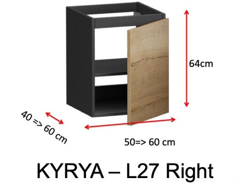 Une porte, hauteur 64 cm, meuble sous vasque - KYRYA L27 Droite