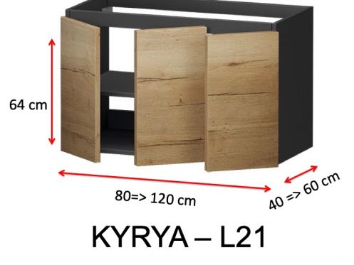 Trois portes, hauteur 64 cm, meuble sous lavabo - KYRYA L21