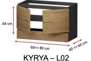Deux portes et un tiroir inférieur, hauteur 64 cm, pour meuble sous vasque - KYRYA L02