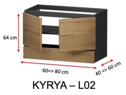 Deux portes et un tiroir inférieur, hauteur 64 cm, pour meuble sous vasque - KYRYA L02