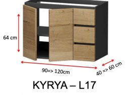 Deux portes et trois tiroirs, hauteur 64 cm, pour meuble sous vasque - KYRYA L17