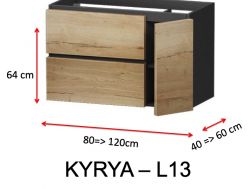 Deux tiroirs et une porte, hauteur 64 cm, meuble sous vasque - KYRYA L13