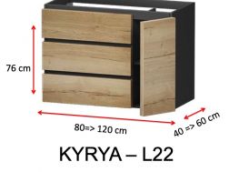 Trois tiroirs et une porte, hauteur 76 cm, meuble sous vasque - KYRYA L22