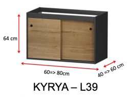 Deux portes coulissantes, hauteur 64 cm, pour meuble sous vasque - KYRYA L39
