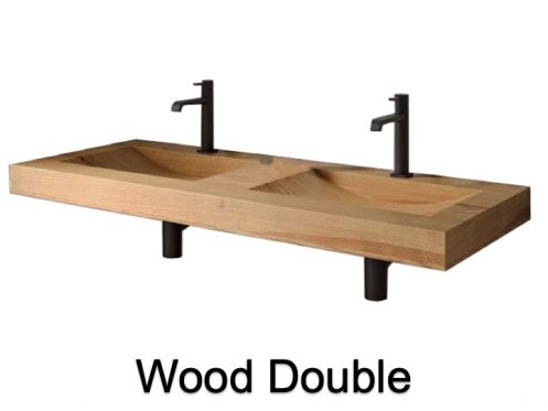 Plan vasque, en bois, suspendue ou  poser - WOOD 120 double