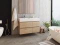 Ensemble Meuble 4 tiroirs  100 - 120 - 140 cm __plus__ vasque gauche __plus__ miroir - VALENCIA 4T