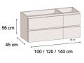 Ensemble Meuble 4 tiroirs  100 - 120 - 140 cm __plus__ vasque gauche __plus__ miroir - VALENCIA 4T