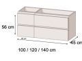 Ensemble Meuble 4 tiroirs  100 - 120 - 140 cm __plus__ vasque droite __plus__ miroir - VALENCIA 4T