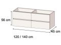 Szafka pod umywalkÄ™ z podwÃ³jnymi umywalkami 120 - 140 cm __plus__ 4 szuflady __plus__ lustro - VALENCIA 2V
