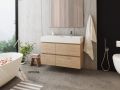 Wastafelmeubel met dubbele wastafel 120 - 140 cm __plus__ 4 lades __plus__ spiegel - VALENCIA 2V