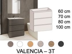 Ensemble Meuble 3 tiroirs __plus__ vasque __plus__ miroir - VALENCIA 3T