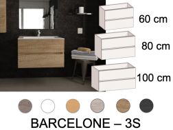 Ensemble Meuble 2 tiroirs __plus__ vasque __plus__ miroir - BARCELONE 3S