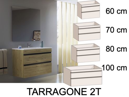 Wastafelset met 2 lades __plus__ wastafel __plus__ spiegel - TARRAGONE 2T Black