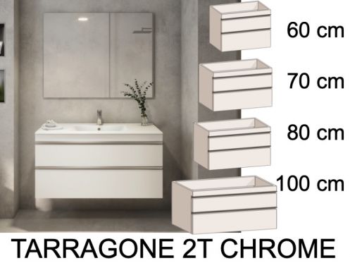 Komplet pod umywalkę z 2 szufladami __plus__ umywalka __plus__ lustro - TARRAGONE 2T Chrome
