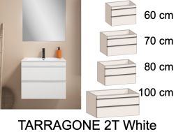 Ensemble Meuble 2 tiroirs __plus__ vasque __plus__ miroir - TARRAGONE 2T White
