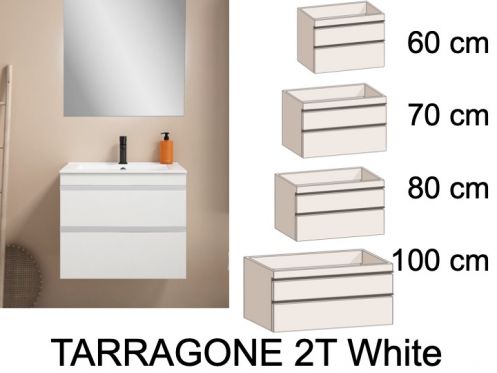 Komplet pod umywalkÄ™ z 2 szufladami __plus__ umywalka __plus__ lustro - TARRAGONE 2T White