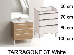 Ensemble Meuble 3 tiroirs __plus__ vasque __plus__ miroir - TARRAGONE 3T White