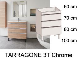Ensemble Meuble 3 tiroirs __plus__ vasque __plus__ miroir - TARRAGONE 3T Chrome