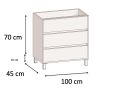 Ensemble Meuble 100 cm - 3 tiroirs __plus__ vasque __plus__ miroir - COLORS FORTY 3T