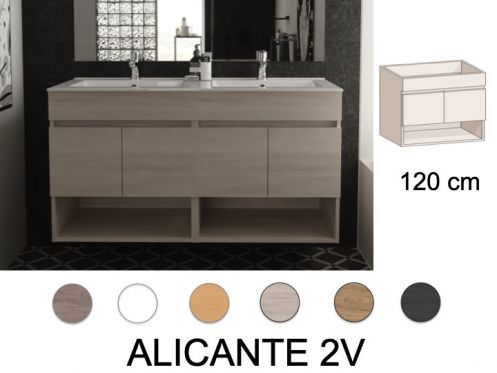 Ensemble Meuble 4 portes avec niche __plus__ double vasque __plus__ miroir - ALICANTE 2V