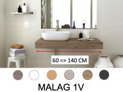 Blat, do umywalki nablatowej, 60 => 140 cm __plus__ umywalka __plus__ lustro - MALAGA 1V