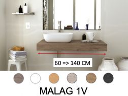Plan de toilette, pour vasque à poser, 60 => 140 cm __plus__ vasque __plus__ miroir - MALAGA 1V