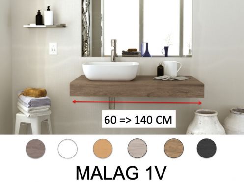Plan de toilette, pour vasque � poser, 60 => 140 cm __plus__ vasque __plus__ miroir - MALAGA 1V