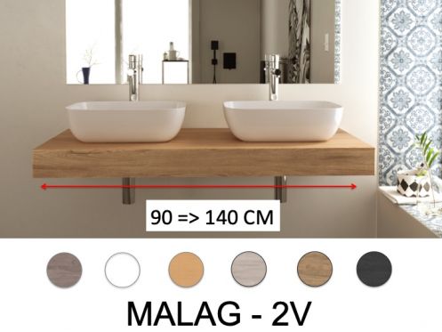 Blat, do umywalki nablatowej, 90 => 140 cm __plus__ umywalka __plus__ lustro - MALAGA 2V