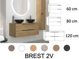 Ensemble Meuble __plus__ double vasque __plus__ miroir - BREST 2V