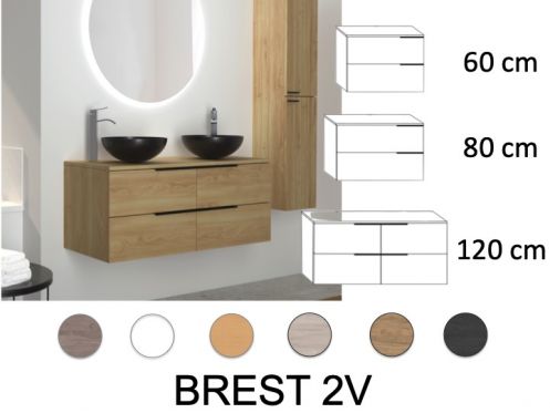 Ensemble Meuble __plus__ double vasque __plus__ miroir - BREST 2V
