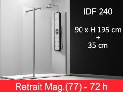 Paroi de douche fixe avec panneau pivotant, 90 cm - IDF240 