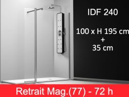 Paroi de douche fixe avec panneau pivotant, 100 cm - IDF240 