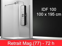 Paroi de douche, verre fixe - 100 x 195 cm - IDF/FD
