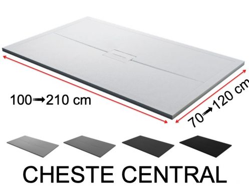 Receveur de douche design, bonde centrale, finition lisse - CHESTE CENTRAL