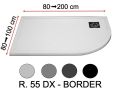 Brodzik z Ä‡wierÄ‡okrÄ…gÅ‚ym naroÅ¼nikiem - RADIUS 55 BORDER PRAWY