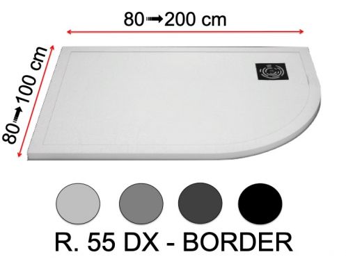 Douchebak, met kwartronde hoek - RADIUS 55 BORDER RIGHT