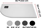 Receveur de douche, avec angle en quart de rond - RAYON 55 BORDER GAUCHE