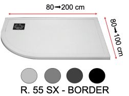 Douchebak, met kwartronde hoek - RADIUS 55 BORDER LEFT