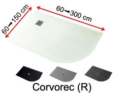 Receveur de douche, avec courbe quart de rond, à droite - CORVOREC DROIT