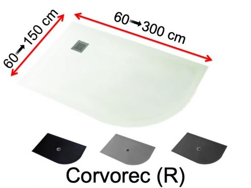Receveur de douche, avec courbe quart de rond,  droite - CORVOREC DROIT
