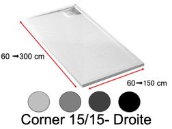 Receveur de douche avec une évacuation en angle à gauche - CORNER DROITE 1515