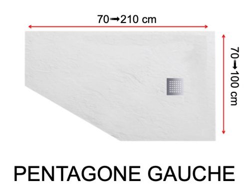 Receveur de douche, bonde en angle - PENTAGONE GAUCHE