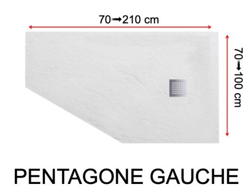 Receveur de douche pentagonal resine extra plat - PENTAGONE GAUCHE