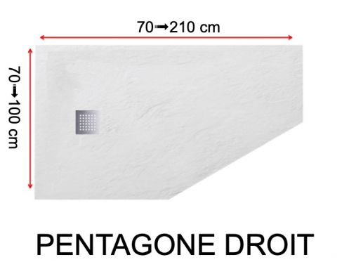 Receveur de douche, bonde en angle - PENTAGONE DROIT